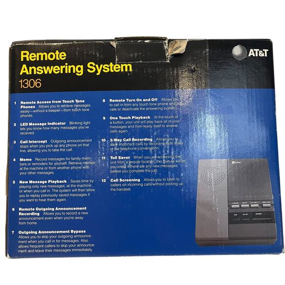 AT&T Vintage Remote Answering Machine Model 1306 NOS 1990 open box - Picture 2 of 6